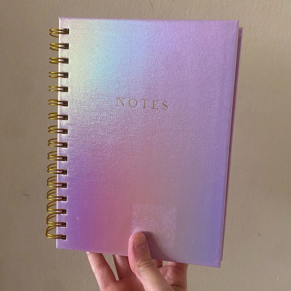 Iridescent Lilac Purple Pastel Rainbow Spiral Bound Lined Journal Notebook